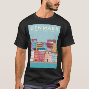 Camiseta Cartaz de Viagem Dinamarca Nyhavn Copenhague