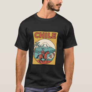 Camiseta Cartaz de Viagem do Chile com Cavaleiro Huasco e M