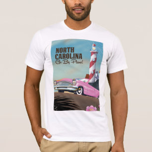 Camiseta cartaz de viagem do farol da Carolina do Norte