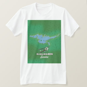 Camiseta Cartaz de viagem do mapa da Suécia Hjälmaren