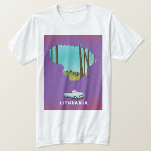 Camiseta Cartaz de viagem do mapa ilustrado da Lituânia