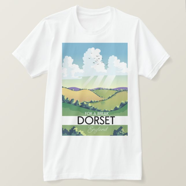Camiseta cartaz de viagem Dorset Inglaterra (Frente do Design)