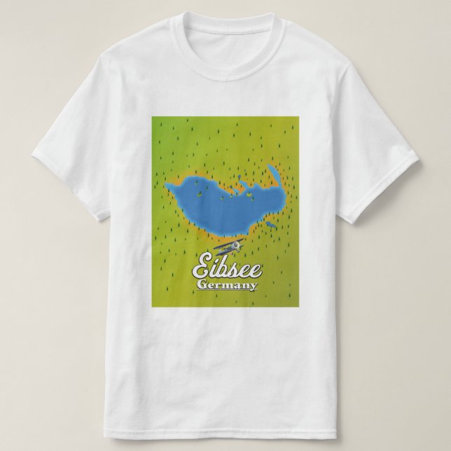 Camiseta Cartaz de viagem Eibsee Alemanha. (Frente do Design)