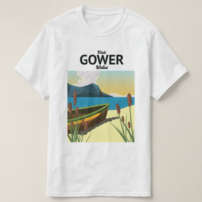 Camiseta cartaz de viagem Gower País de Gales (Frente do Design)