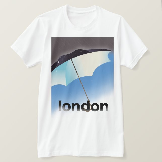 Camiseta cartaz de viagem guarda-chuva de Londres (Frente do Design)