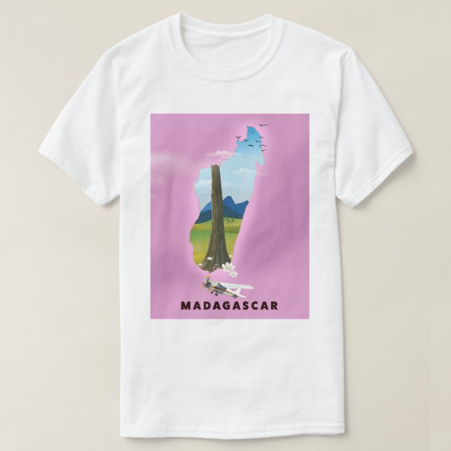 Camiseta Cartaz de viagem ilustrado de Madagascar (Frente do Design)