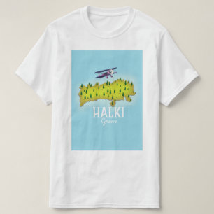 Camiseta Cartaz de viagem ilustrado do mapa da Grécia Halki