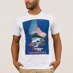 Camiseta Cartaz de viagem ilustrado do mapa de Luxemburgo.
