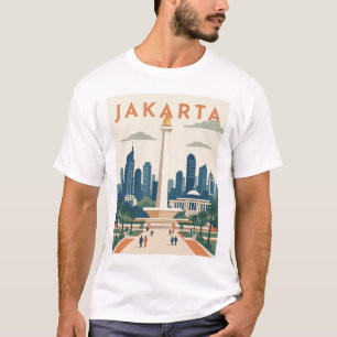 Camiseta Cartaz de Viagem Jacarta Indonésia