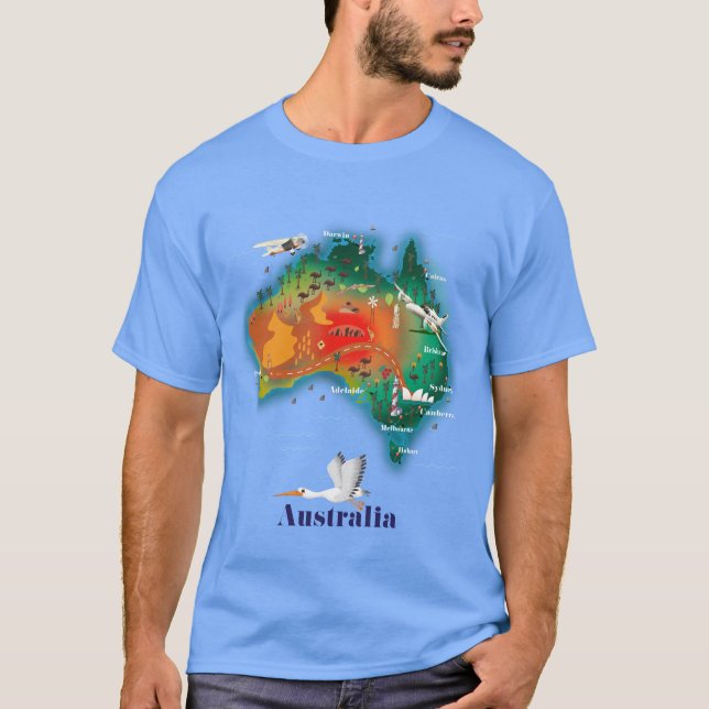 Camiseta cartaz de viagem mapa da Austrália (Frente)