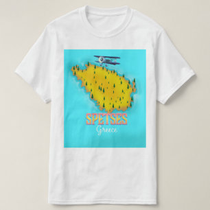 Camiseta cartaz de viagem mapa da ilha grega de Spetses