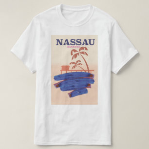 Camiseta cartaz de viagem para Nassau Bahamas praia