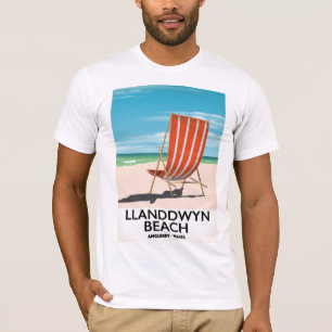 Camiseta cartaz de viagem praia landdwyn Anglesey País de G