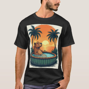 Camiseta Cartaz de Viagem Retro Capivara Banheira Estilo Vi