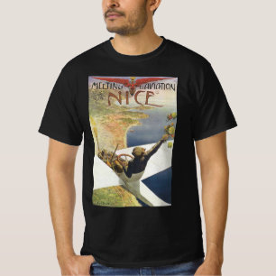 Camiseta Cartaz de Viagem Vintage, Avião sobre Nice França