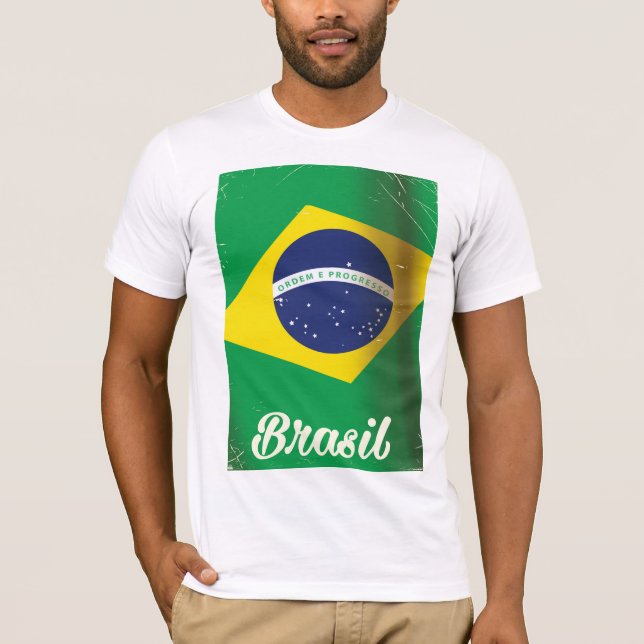 Camiseta cartaz de viagem vintage da bandeira nacional do B (Frente)