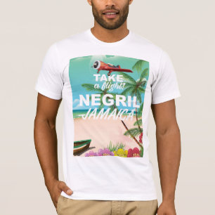 Camiseta Cartaz de viagem vintage da Praia de Negril Jamaic