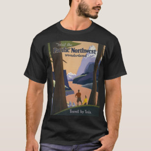 Camiseta Cartaz de Viagem Vintage do Pacífico Noroeste de 1