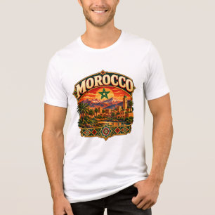 Camiseta Cartaz de Viagem Vintage Marrocos Montanha Marroqu