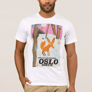 Camiseta Cartaz de viagem vintage raposa Oslo Noruega