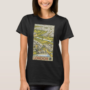 Camiseta Cartaz de Viagem Vintage, Vista Aérea da Cidade de
