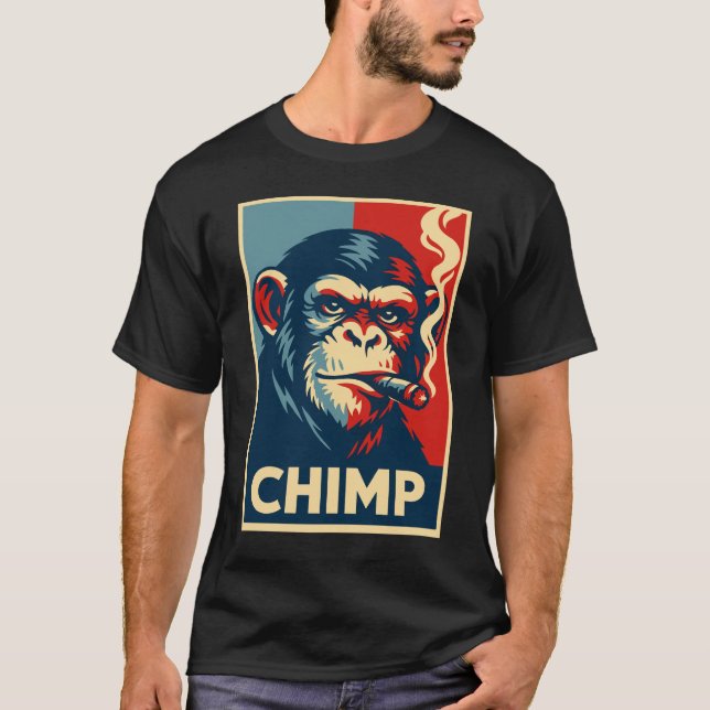 Camiseta Cartaz do Chimpancé Retro fumando Charuto (Frente)