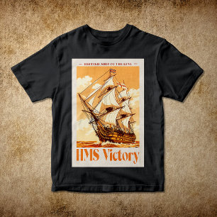 Camiseta Cartaz do HMS Victory Ícone Britânico de Navio de 