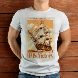 Camiseta Cartaz do HMS Victory Ícone Britânico Navio de Lin