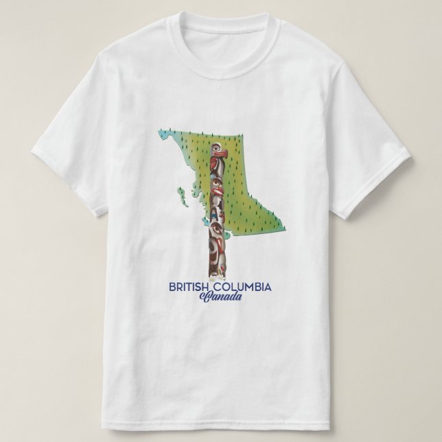 Camiseta Cartaz do mapa da Colúmbia Britânica Canadá. (Frente do Design)
