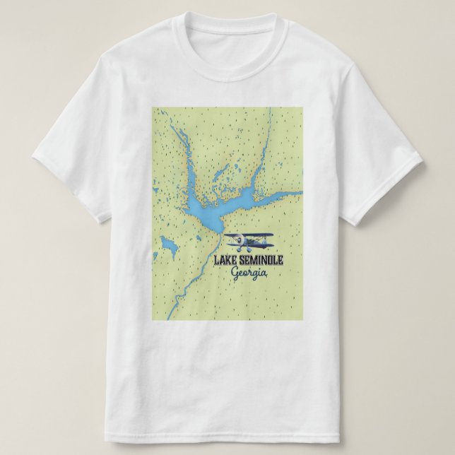 Camiseta Cartaz do mapa do Lago Seminole Geórgia (Frente do Design)