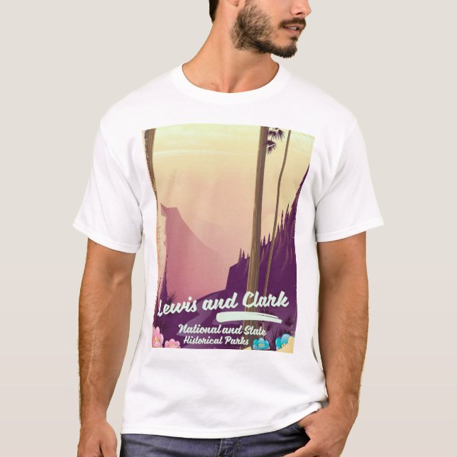 Camiseta Cartaz do parque nacional e estadual Lewis e Clark (Frente)