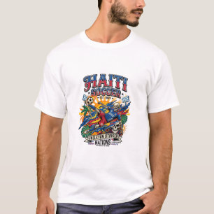 Camiseta Cartaz Estilo Haiti Futebol Esqueleto Atacante Naç