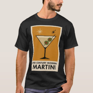 Camiseta Cartaz Estilo Meados do Século Moderno Martini