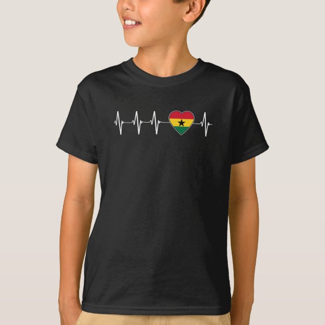 Camiseta Cartaz ganês Eu Amo Orgulho Cardíaco de Bandeira G (Frente)