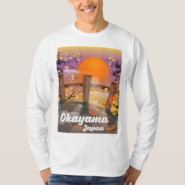 Camiseta Cartaz japonês das flores de Okayama. (Frente)