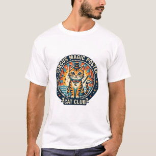 Camiseta Cartaz Mágico de Circo Gato Design de Gatinho Fofo