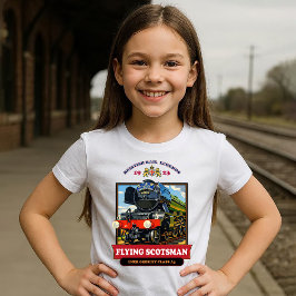 Camiseta Cartaz Retro Locomotiva a Vapor Flying Scotsman 44