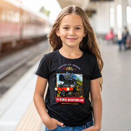 Camiseta Cartaz Vintage da Locomotiva a Vapor Flying Scotsm