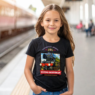 Camiseta Cartaz Vintage da Locomotiva a Vapor Flying Scotsm