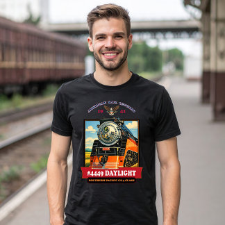 Camiseta Cartaz Vintage da Locomotiva a Vapor SP GS-4 em Lu