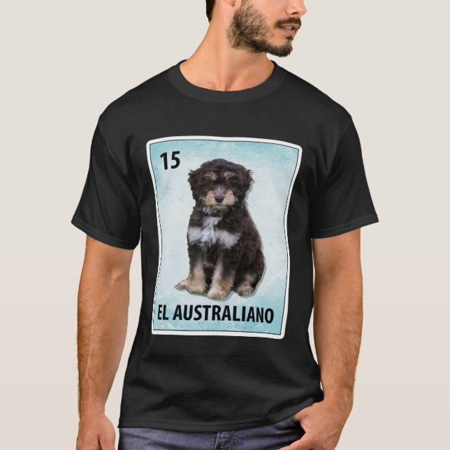 Camiseta Cartões de Aussiedoodle mexicanos El Australiano (Frente)