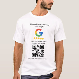 Camiseta Cartões de Código QR de Avaliação do Google, Sinal