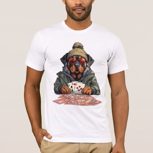 Camiseta Cartões De Jogar Cachorro Rottweiler (Frente)