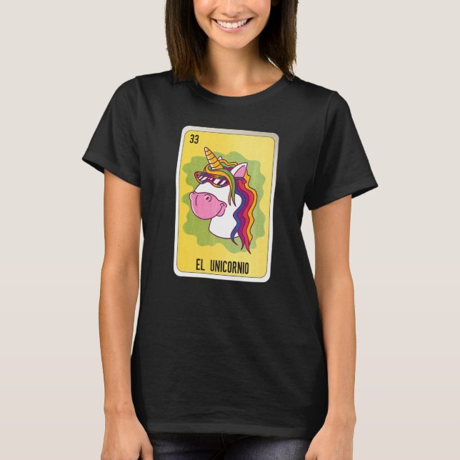Camiseta Cartões de Loteria do México El Unicornio Mexicano (Frente)