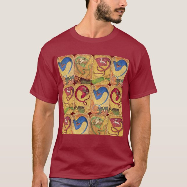Camiseta Cartões de Tribunal Alemão Sinalizadores/Cães,Deer (Frente)