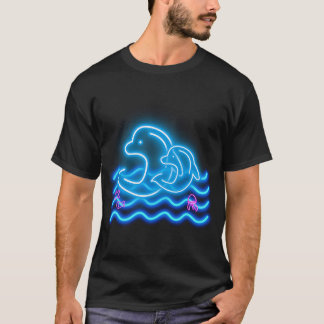 Camiseta Cartões Postais Neon Impressão Neon Golfinho