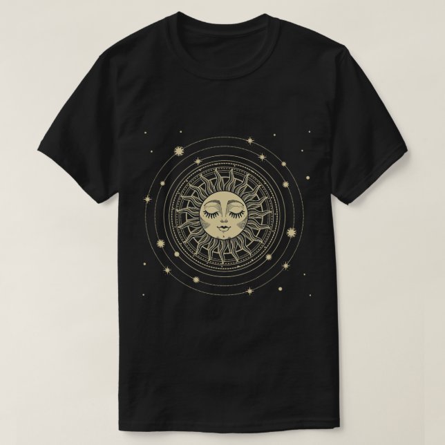 Camiseta Cartões Tarot Celestiais Sun Horoscópio Astrolo Zo (Frente do Design)