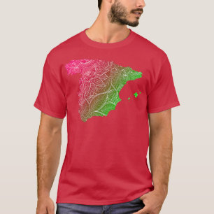 Camiseta Cartografia colorida da Espanha com texto no pino