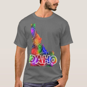 Camiseta Cartografia colorida da mandala de Idaho com texto