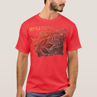 Camiseta Cartografia colorida da mandala de Washington com